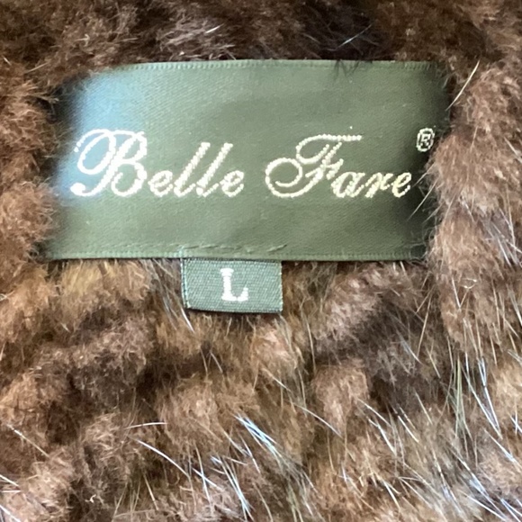 Belle Fare Modern Elegant Versatile Mahogany Knitted Mink Coat Stroller Jacket - Picture 14 of 15